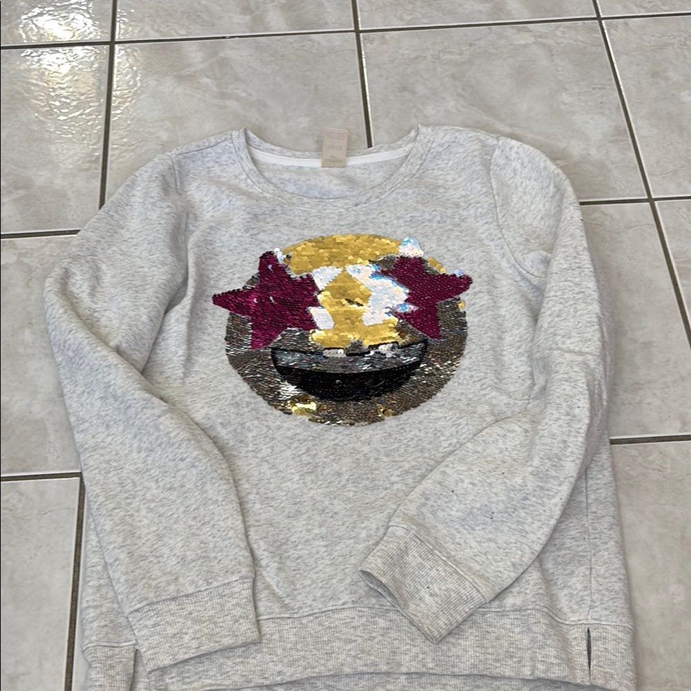 Gray Sweatshirt with Sequin Design